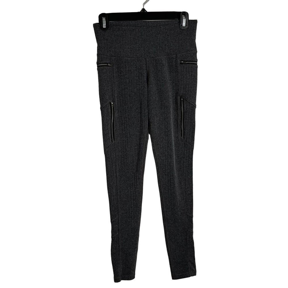 Athleta Sly Drifter Leggings Zipper Pockets Herringbone Black White Size Small